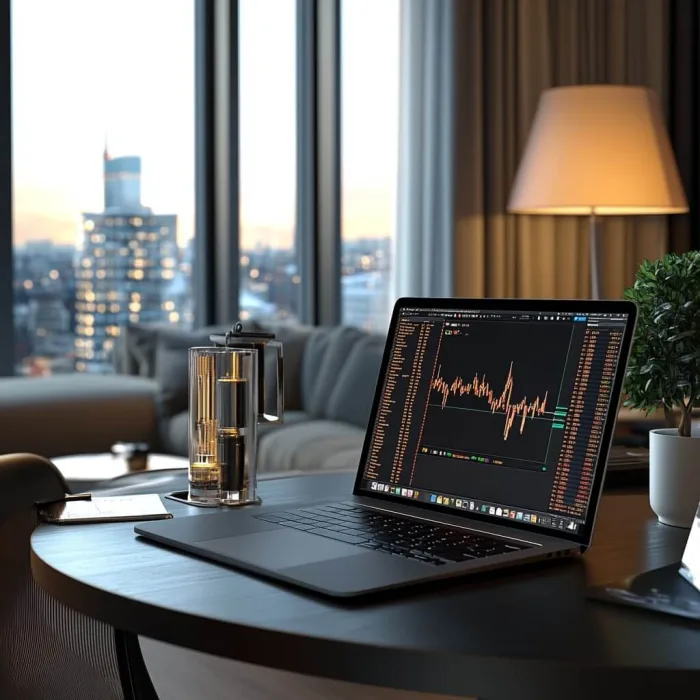 Laptop showing trading chart